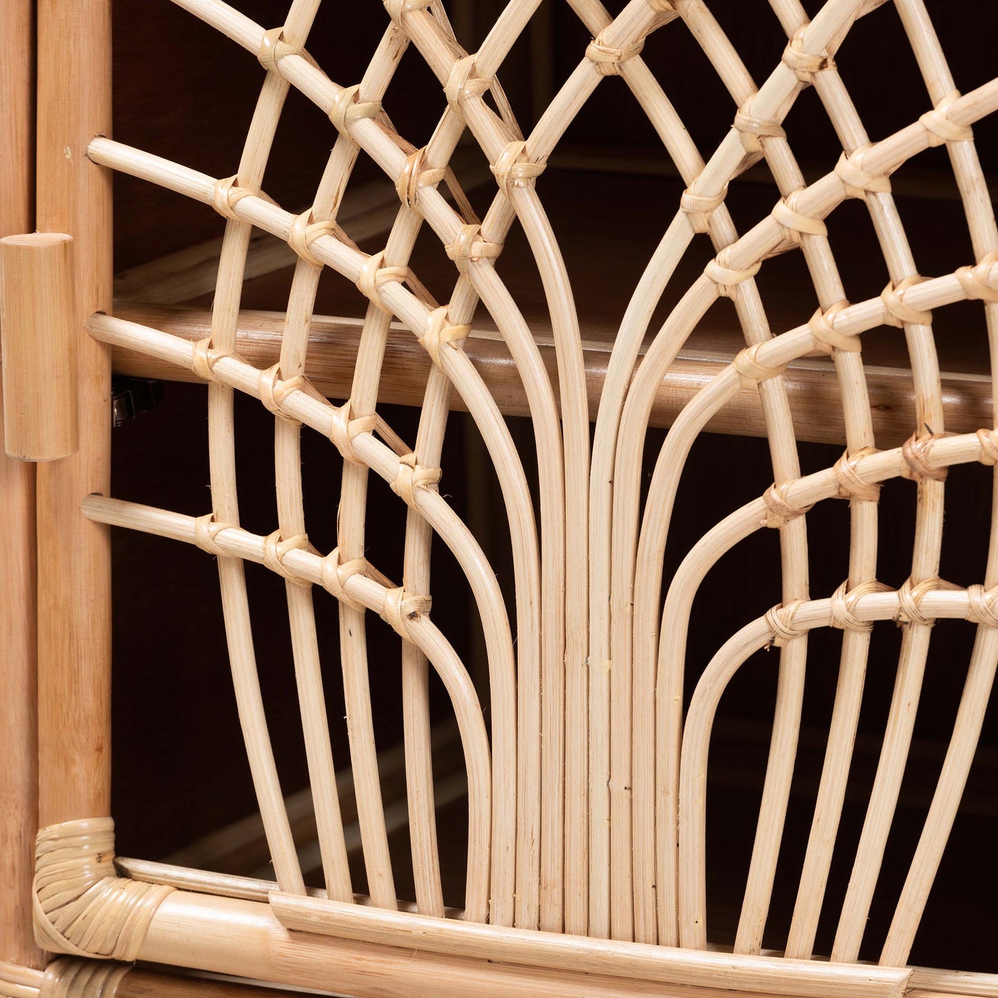 Calvin & Bay Natural Bohemian Rattan 1 Door Bedside / Nightstand – handcrafted solid wood furniture