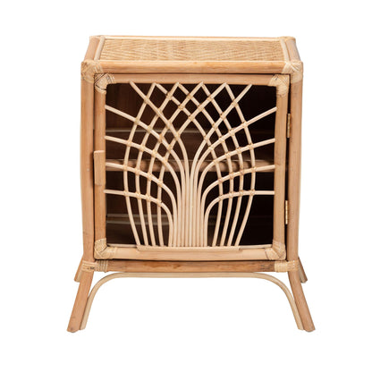 Calvin & Bay Natural Bohemian Rattan 1 Door Bedside / Nightstand – handcrafted solid wood furniture