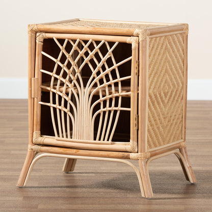Calvin & Bay Natural Bohemian Rattan 1 Door Bedside / Nightstand – handcrafted solid wood furniture