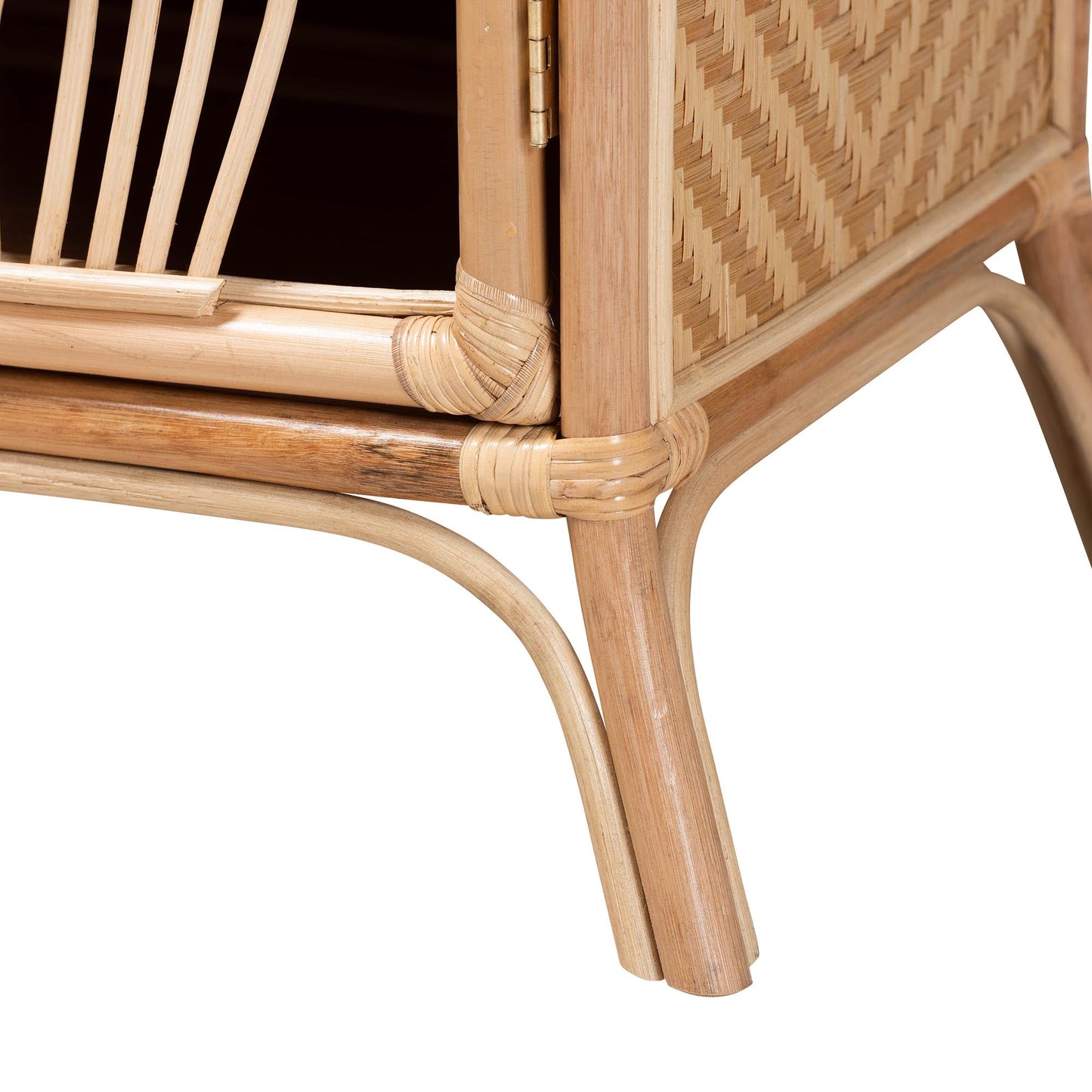 Calvin & Bay Natural Bohemian Rattan 1 Door Bedside / Nightstand – handcrafted solid wood furniture