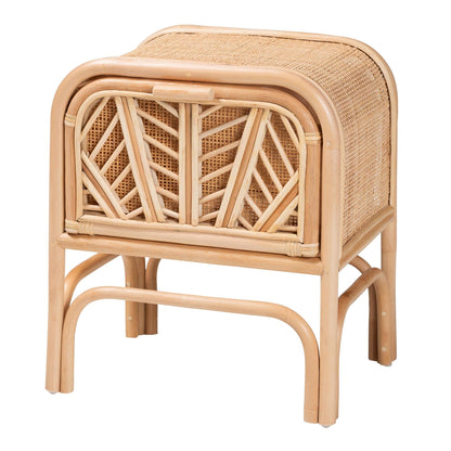 Calvin & Bay Natural Bohemian Rattan 1 Drawer Bedside / Nightstand by Hibashi Furniture – handcrafted solid wood furniture made in India