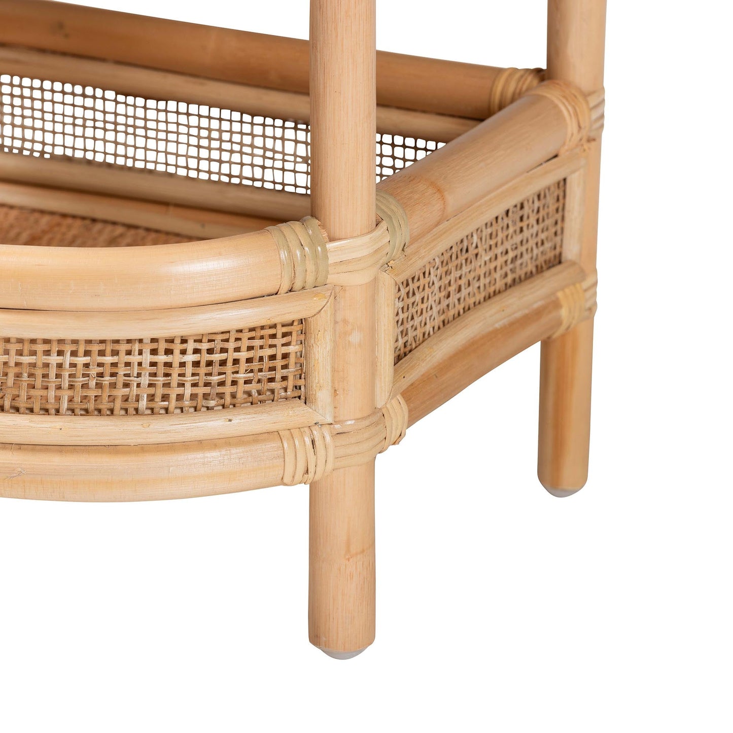 Calvin & Bay Natural Bohemian Rattan 1 Drawer with Open Shelf Bedside / Nightstand – handcrafted solid wood furniture