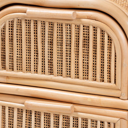 Calvin & Bay Natural Bohemian Rattan 2 Drawer Bedside / Nightstand – handcrafted solid wood furniture