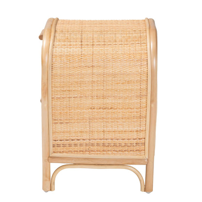 Calvin & Bay Natural Bohemian Rattan 2 Drawer Bedside / Nightstand – handcrafted solid wood furniture