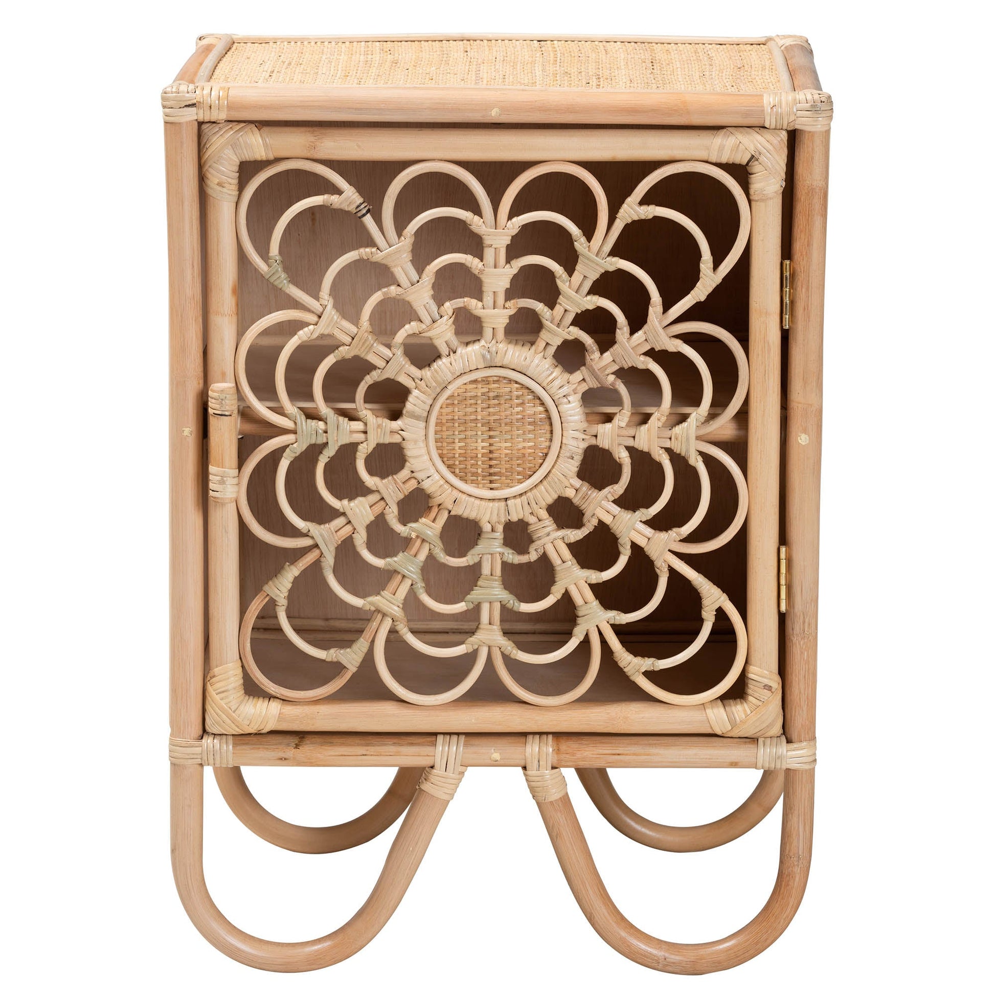 Calvin & Bay Natural Bohemian Rattan Bedside / Nightstand – handcrafted solid wood furniture