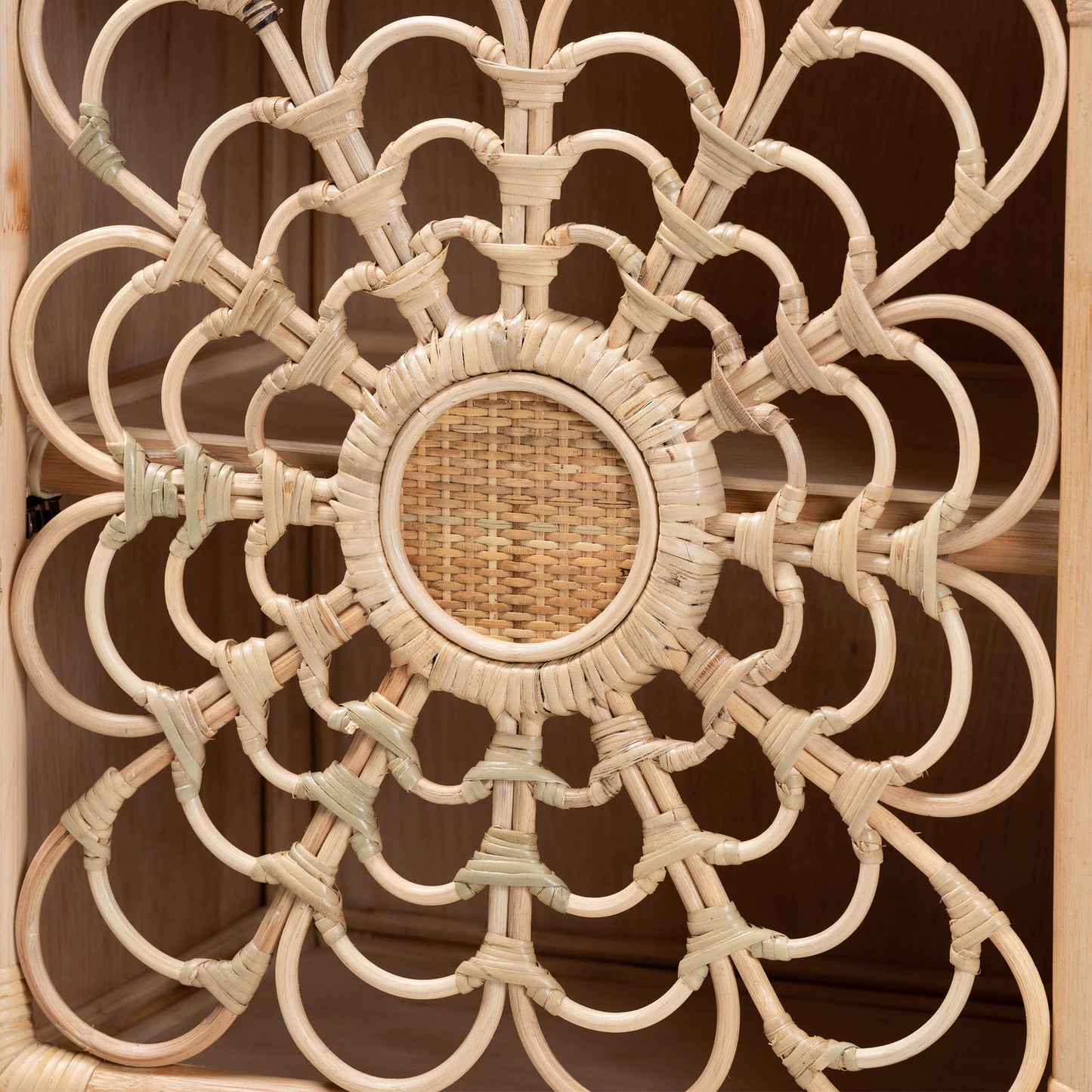 Calvin & Bay Natural Bohemian Rattan Bedside / Nightstand – handcrafted solid wood furniture