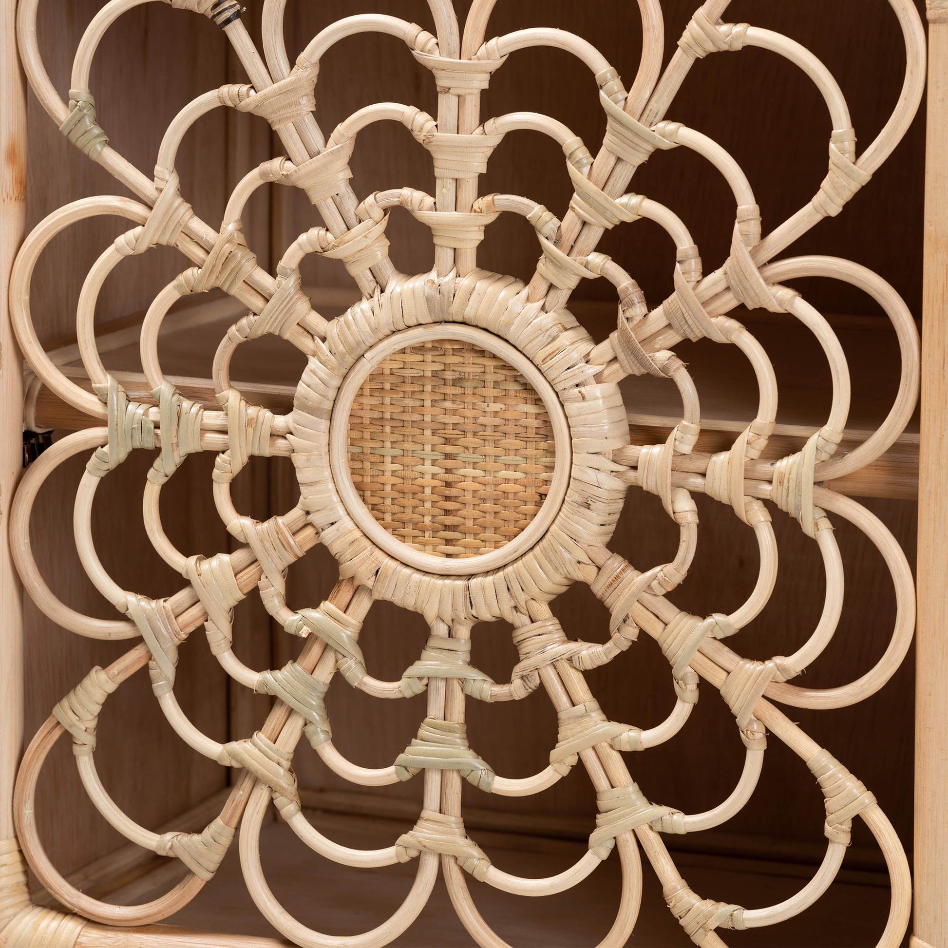 Calvin & Bay Natural Bohemian Rattan Bedside / Nightstand – handcrafted solid wood furniture