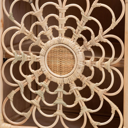 Calvin & Bay Natural Bohemian Rattan Bedside / Nightstand – handcrafted solid wood furniture