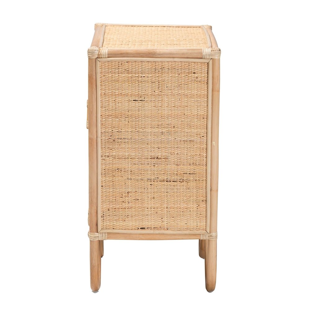Calvin & Bay Natural Bohemian Rattan Bedside / Nightstand – handcrafted solid wood furniture