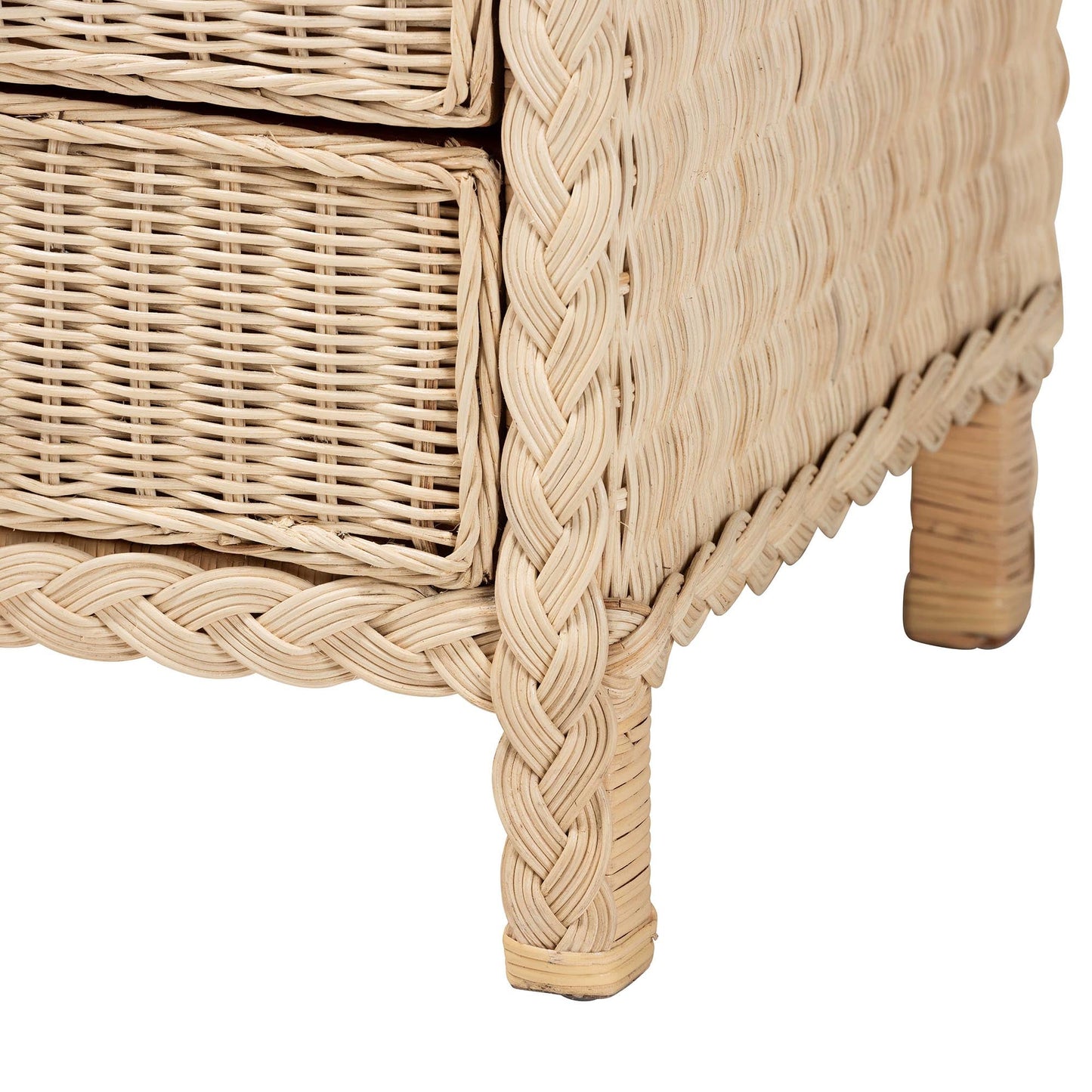 Calvin Bohemian Natural Rattan 1 - drawer Bedside / Nightstand – handcrafted solid wood furniture