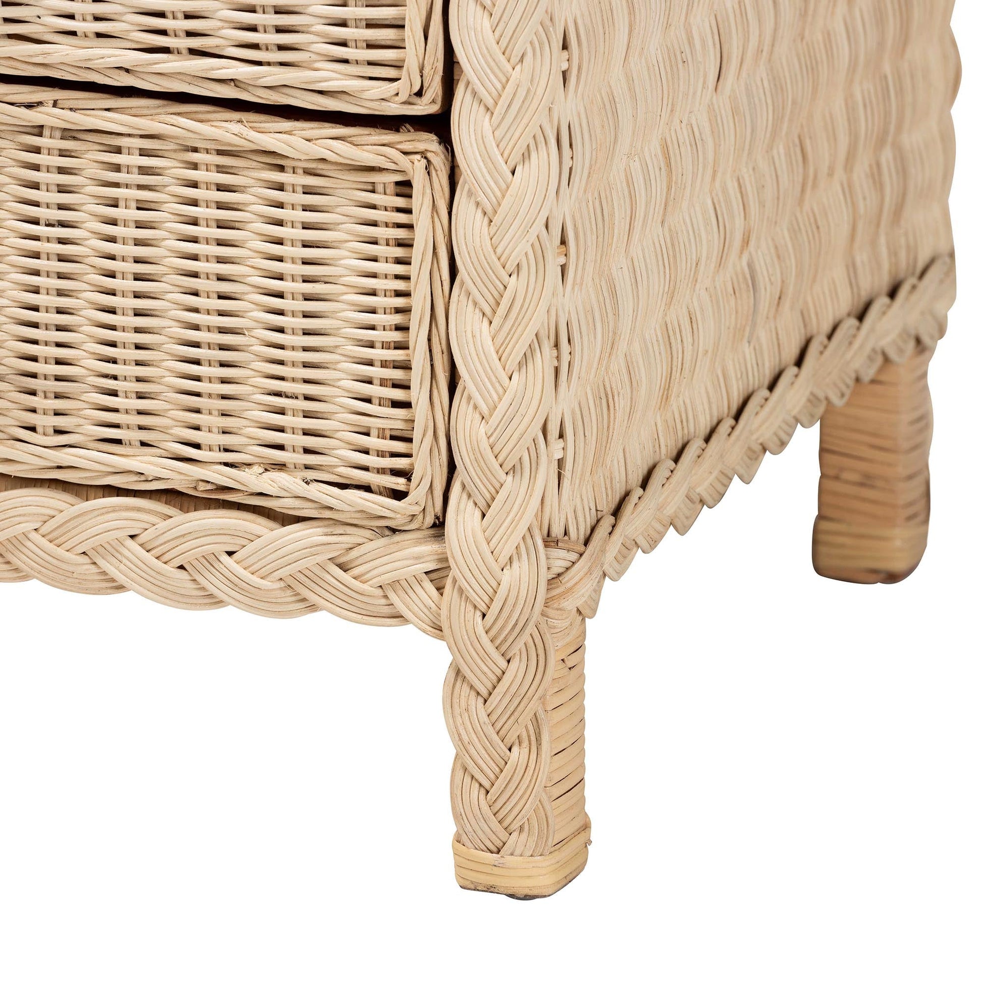 Calvin Bohemian Natural Rattan 1 - drawer Bedside / Nightstand – handcrafted solid wood furniture