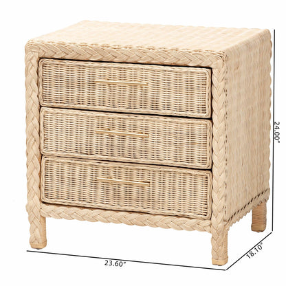 Calvin Bohemian Natural Rattan 1 - drawer Bedside / Nightstand – handcrafted solid wood furniture