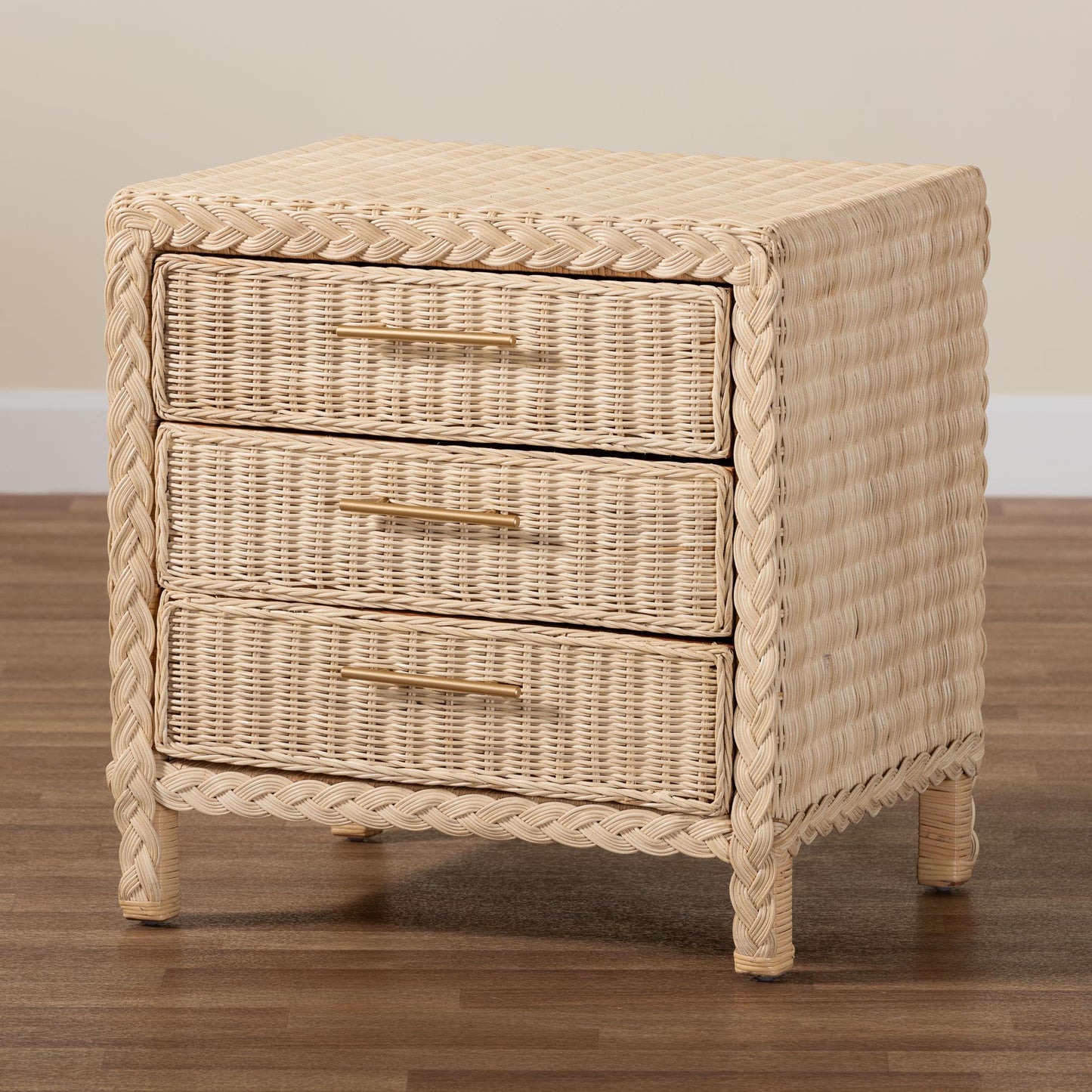 Calvin Bohemian Natural Rattan 1 - drawer Bedside / Nightstand – handcrafted solid wood furniture