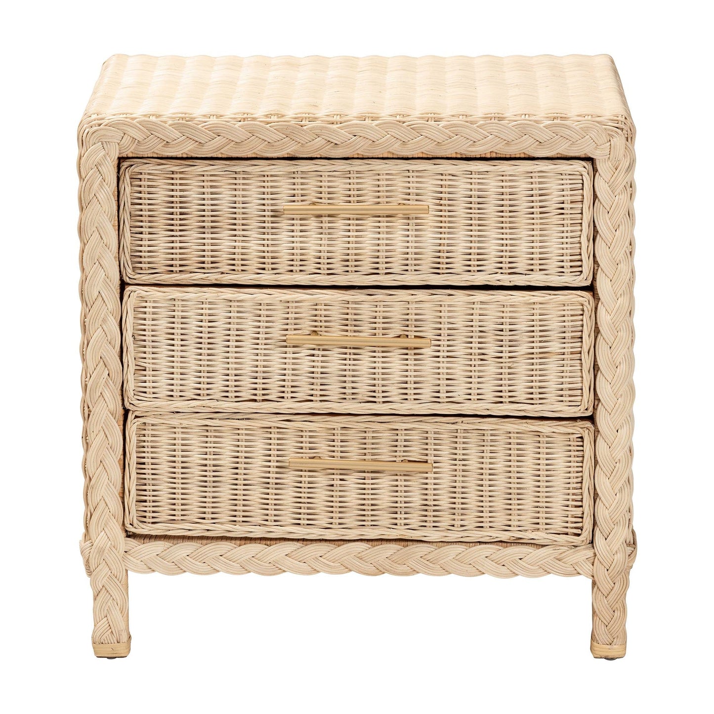 Calvin Bohemian Natural Rattan 1 - drawer Bedside / Nightstand – handcrafted solid wood furniture