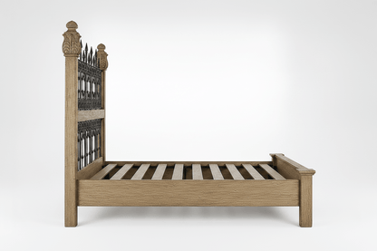 Castilla Forge™ Rustic Gothic Solid Wood &amp; Wrought Iron Platform Bed Collection – handcrafted solid wood furniture