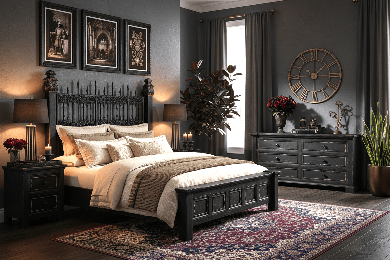 Castilla Forge™ Rustic Gothic Solid Wood &amp; Wrought Iron Platform Bed Collection – handcrafted solid wood furniture