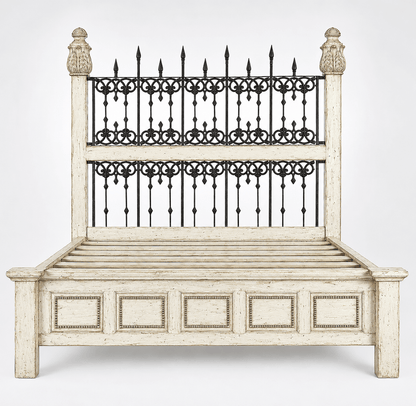 Castilla Forge™ Rustic Gothic Solid Wood &amp; Wrought Iron Platform Bed Collection – handcrafted solid wood furniture