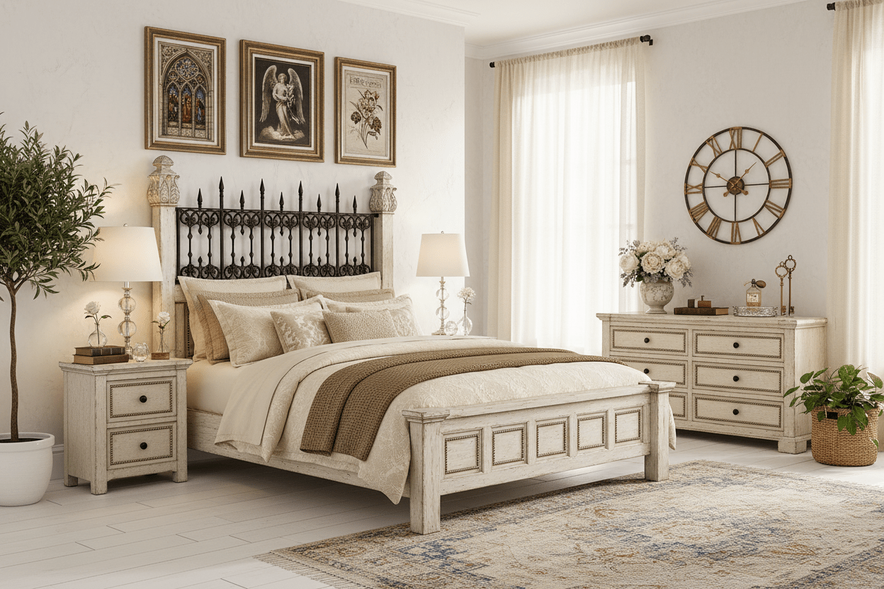 Castilla Forge™ Rustic Gothic Solid Wood &amp; Wrought Iron Platform Bed Collection – handcrafted solid wood furniture