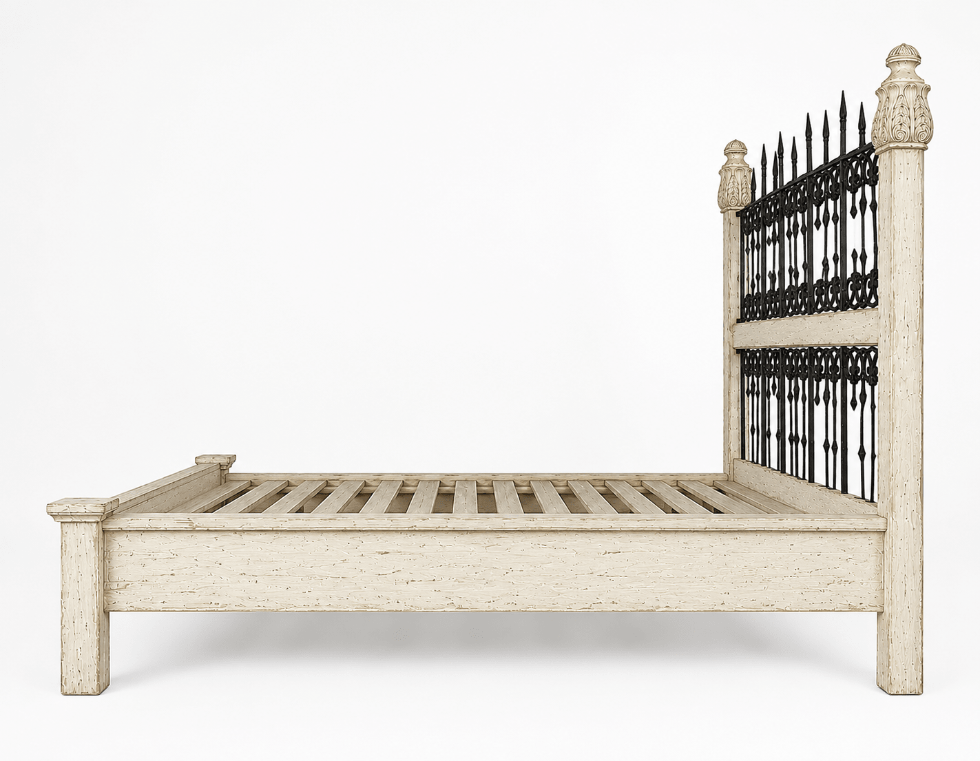 Castilla Forge™ Rustic Gothic Solid Wood &amp; Wrought Iron Platform Bed Collection – handcrafted solid wood furniture