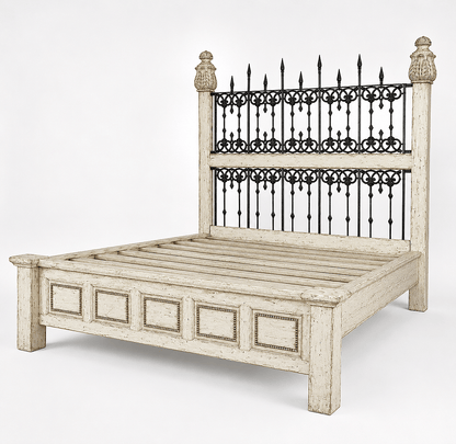 Castilla Forge™ Rustic Gothic Solid Wood &amp; Wrought Iron Platform Bed Collection – handcrafted solid wood furniture