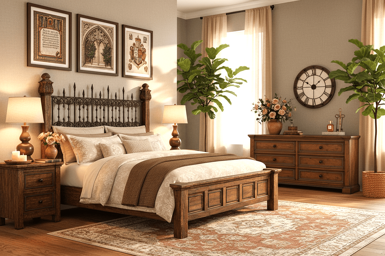 Castilla Forge™ Rustic Gothic Solid Wood &amp; Wrought Iron Platform Bed Collection – handcrafted solid wood furniture
