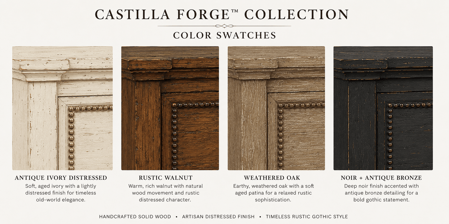 Castilla Forge™ Rustic Gothic Solid Wood Nightstand – handcrafted solid wood furniture