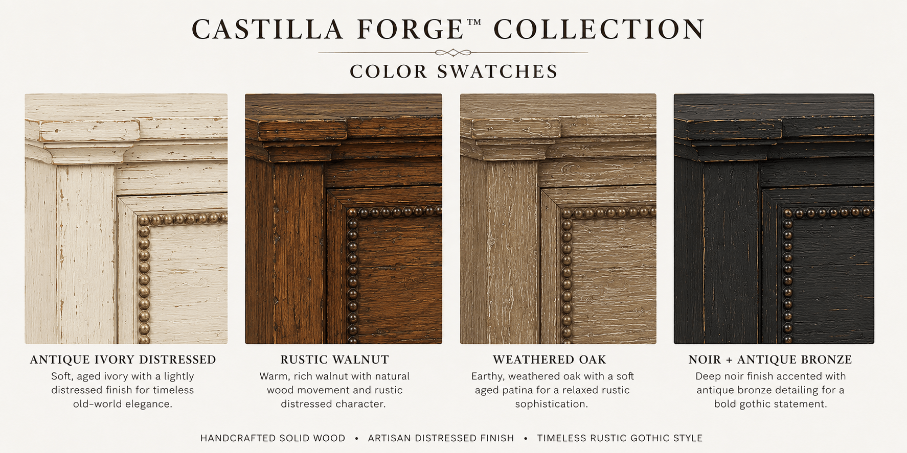Castilla Forge™ Rustic Gothic Solid Wood Nightstand – handcrafted solid wood furniture