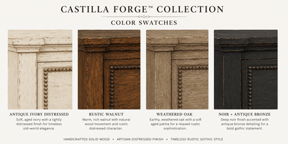 Castilla Forge™ Rustic Gothic Solid Wood Nightstand – handcrafted solid wood furniture