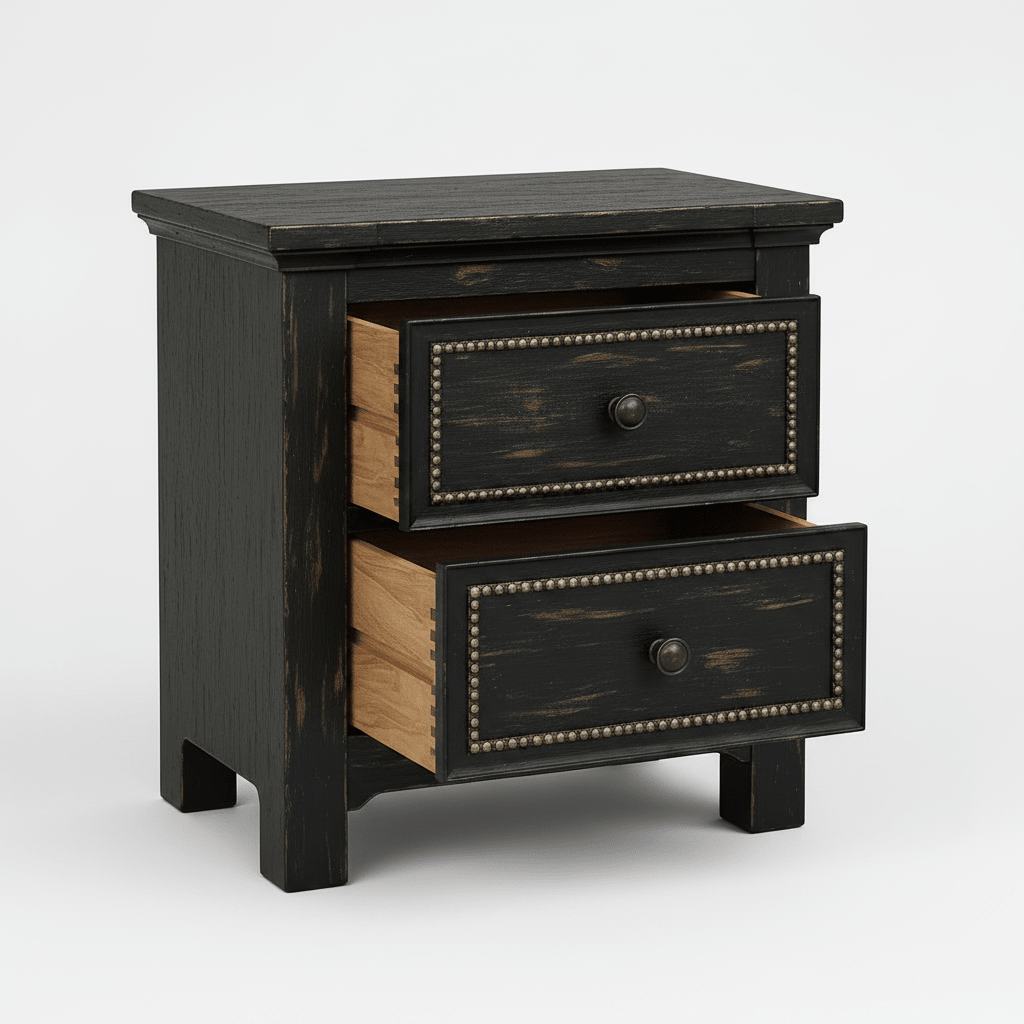 Castilla Forge™ Rustic Gothic Solid Wood Nightstand – handcrafted solid wood furniture