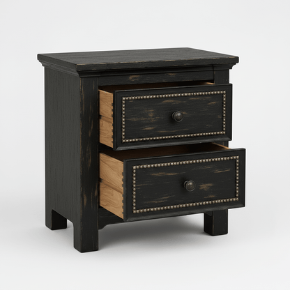 Castilla Forge™ Rustic Gothic Solid Wood Nightstand – handcrafted solid wood furniture