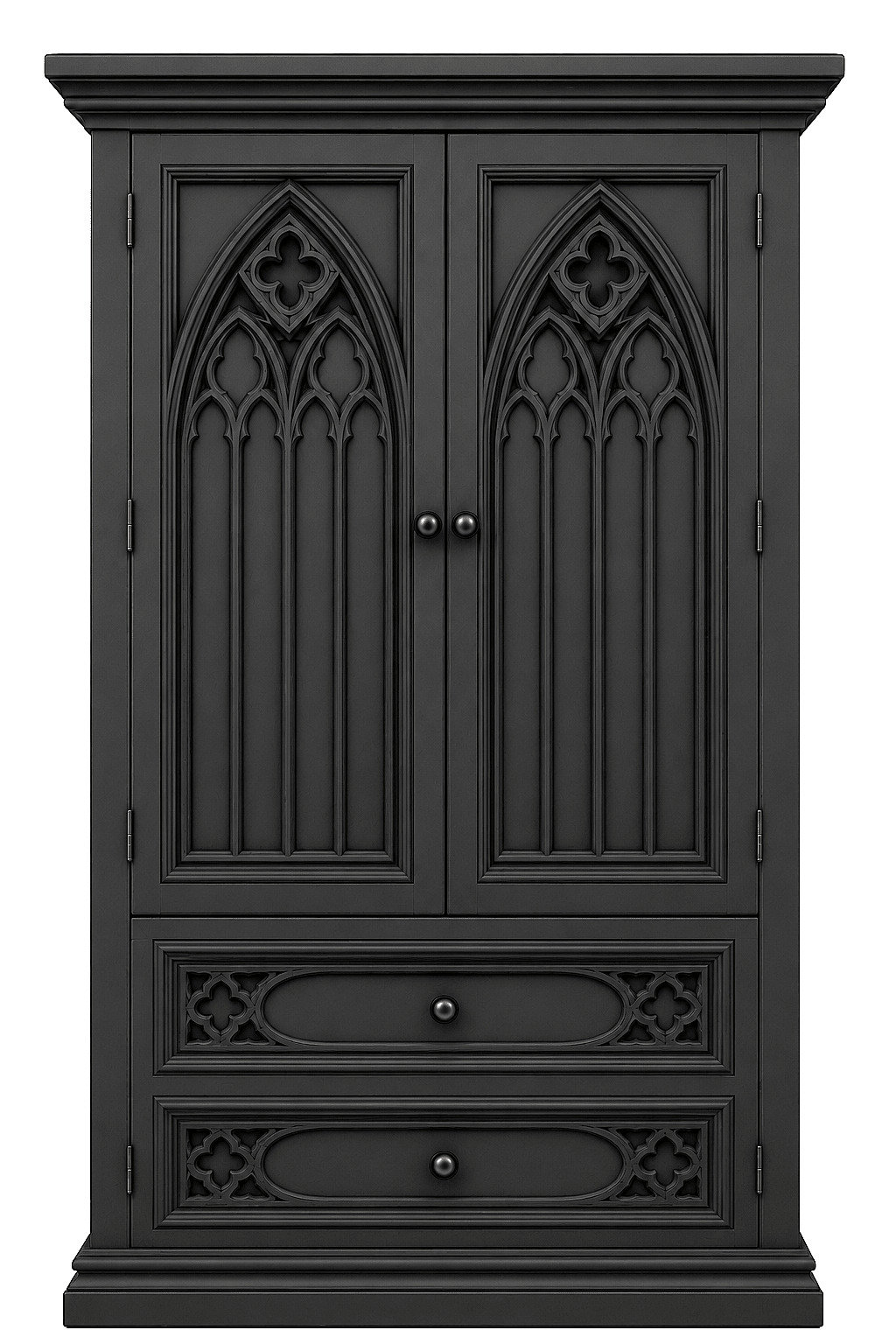 Cathedral Reverie™ Gothic Hand-Carved Solid Wood Armoire – handcrafted solid wood furniture