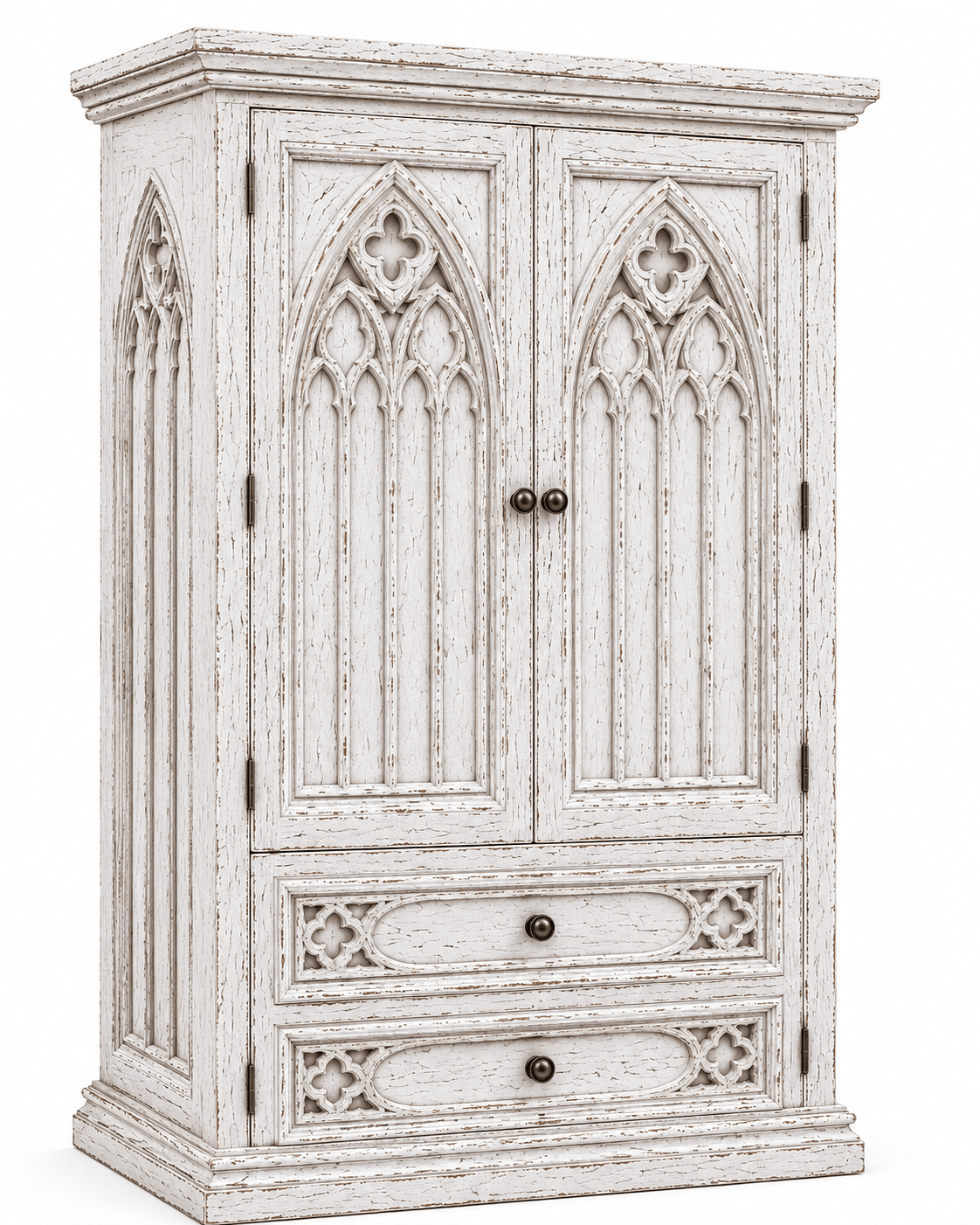 Cathedral Reverie™ Gothic Hand-Carved Solid Wood Armoire – handcrafted solid wood furniture