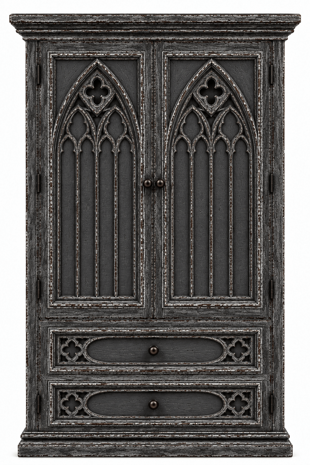 Cathedral Reverie™ Gothic Hand-Carved Solid Wood Armoire – handcrafted solid wood furniture