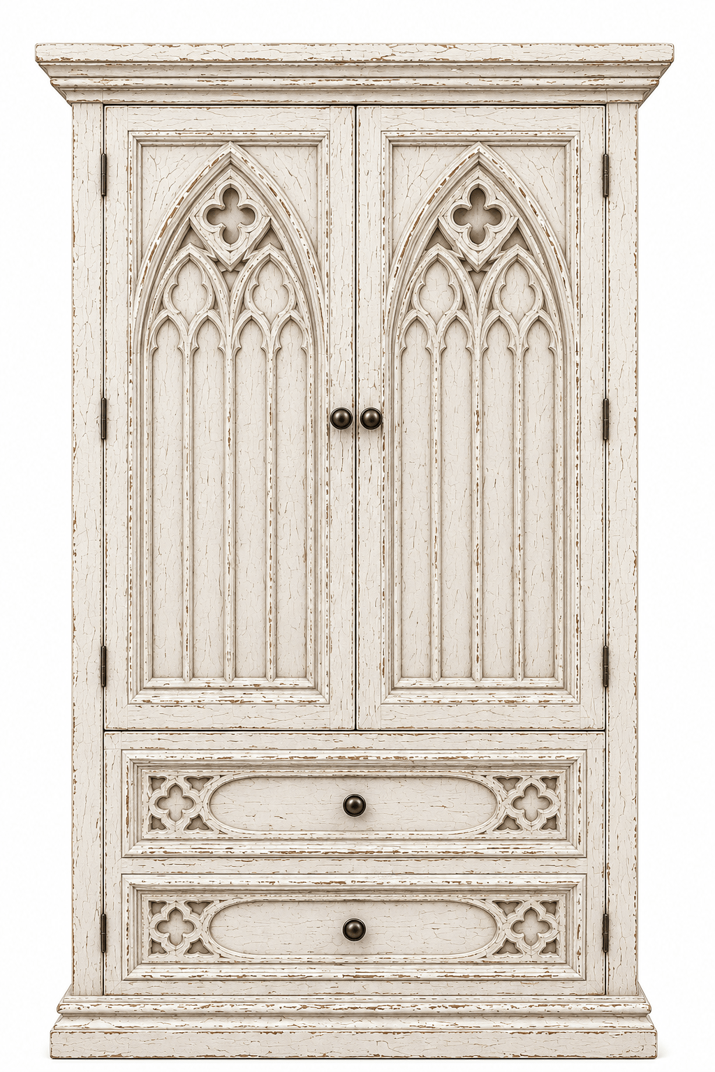 Cathedral Reverie™ Gothic Hand-Carved Solid Wood Armoire – handcrafted solid wood furniture