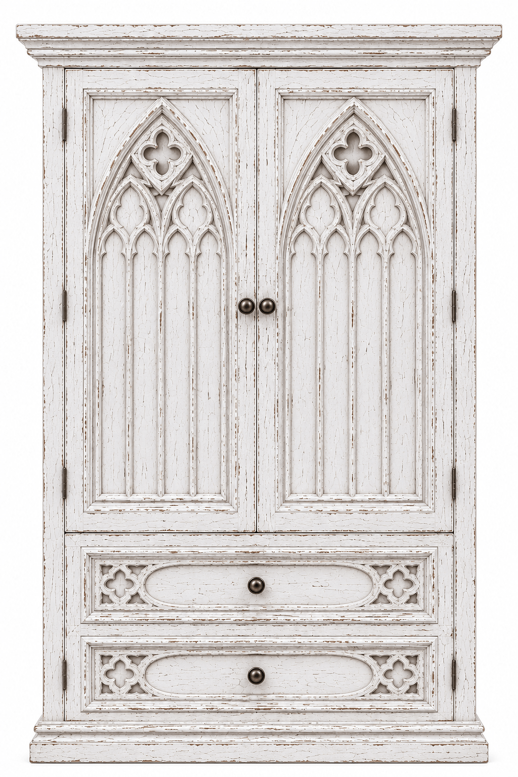 Cathedral Reverie™ Gothic Hand-Carved Solid Wood Armoire – handcrafted solid wood furniture