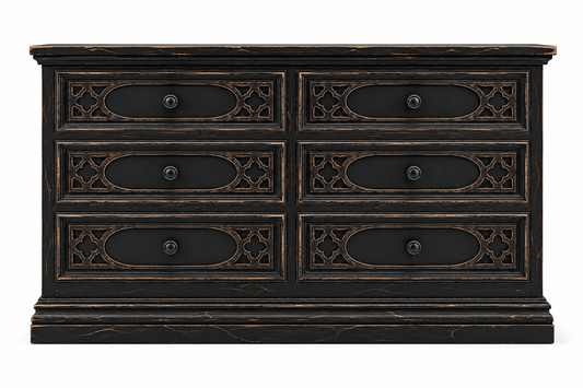 Cathedral Reverie™ Gothic Hand-Carved Solid Wood Dresser – handcrafted solid wood furniture