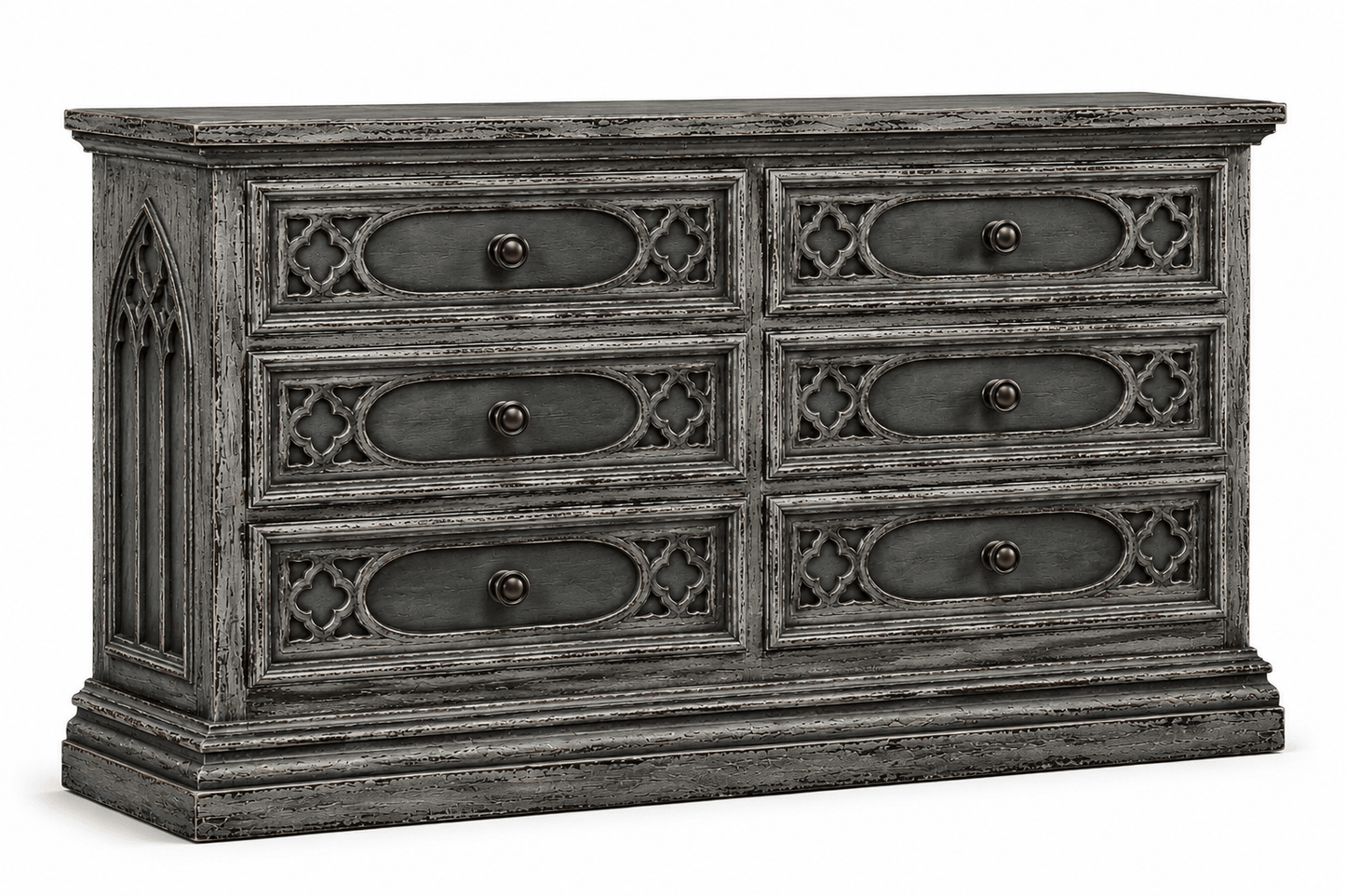 Cathedral Reverie™ Gothic Hand-Carved Solid Wood Dresser – handcrafted solid wood furniture