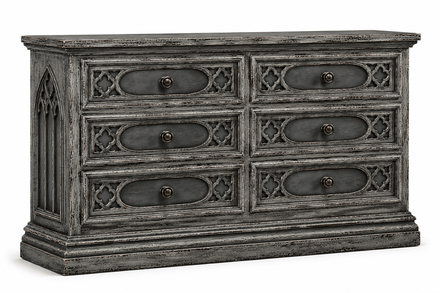 Cathedral Reverie™ Gothic Hand-Carved Solid Wood Dresser – handcrafted solid wood furniture