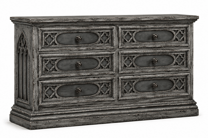 Cathedral Reverie™ Gothic Hand-Carved Solid Wood Dresser – handcrafted solid wood furniture