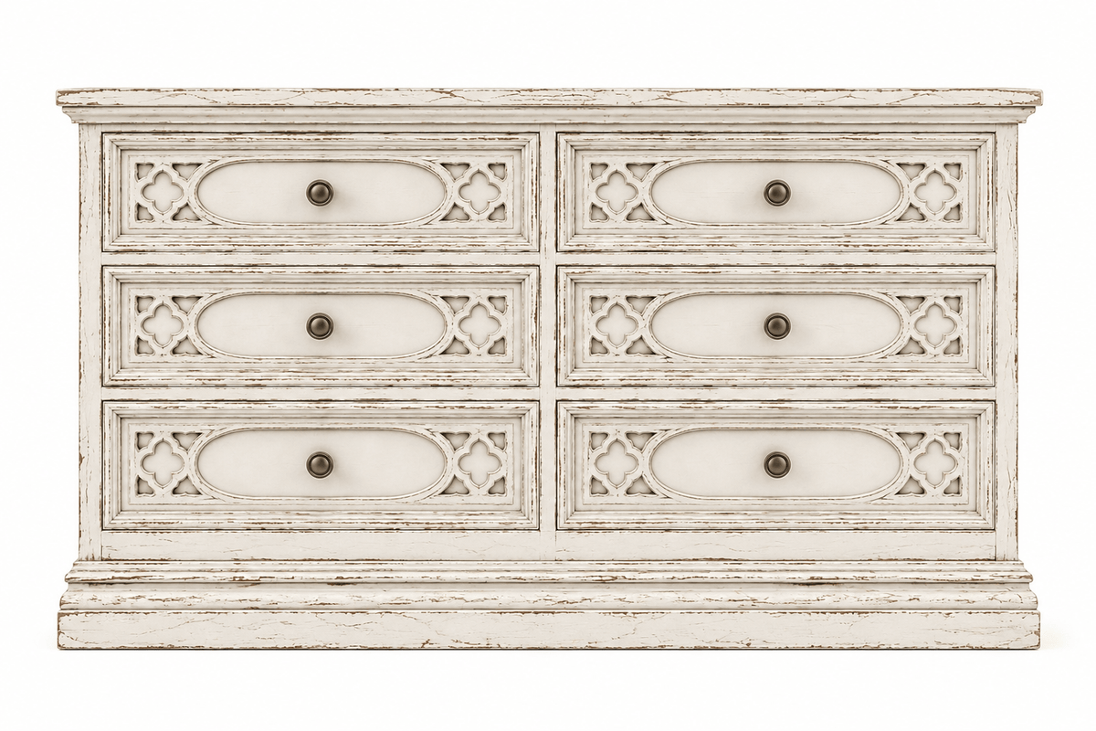 Cathedral Reverie™ Gothic Hand-Carved Solid Wood Dresser – handcrafted solid wood furniture