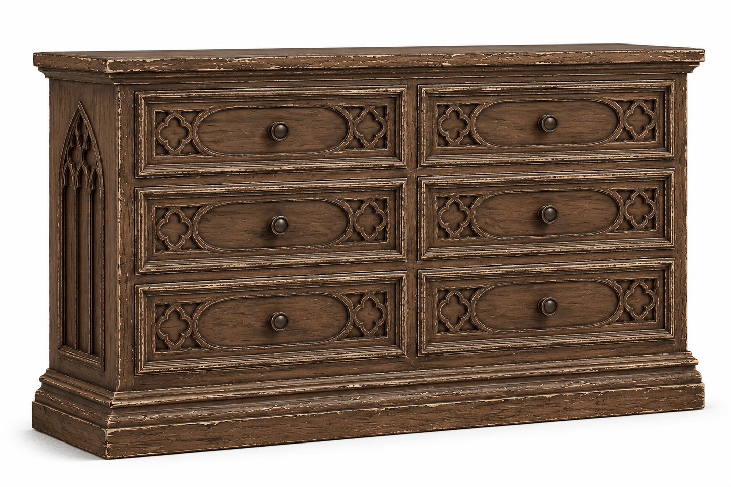 Cathedral Reverie™ Gothic Hand-Carved Solid Wood Dresser – handcrafted solid wood furniture
