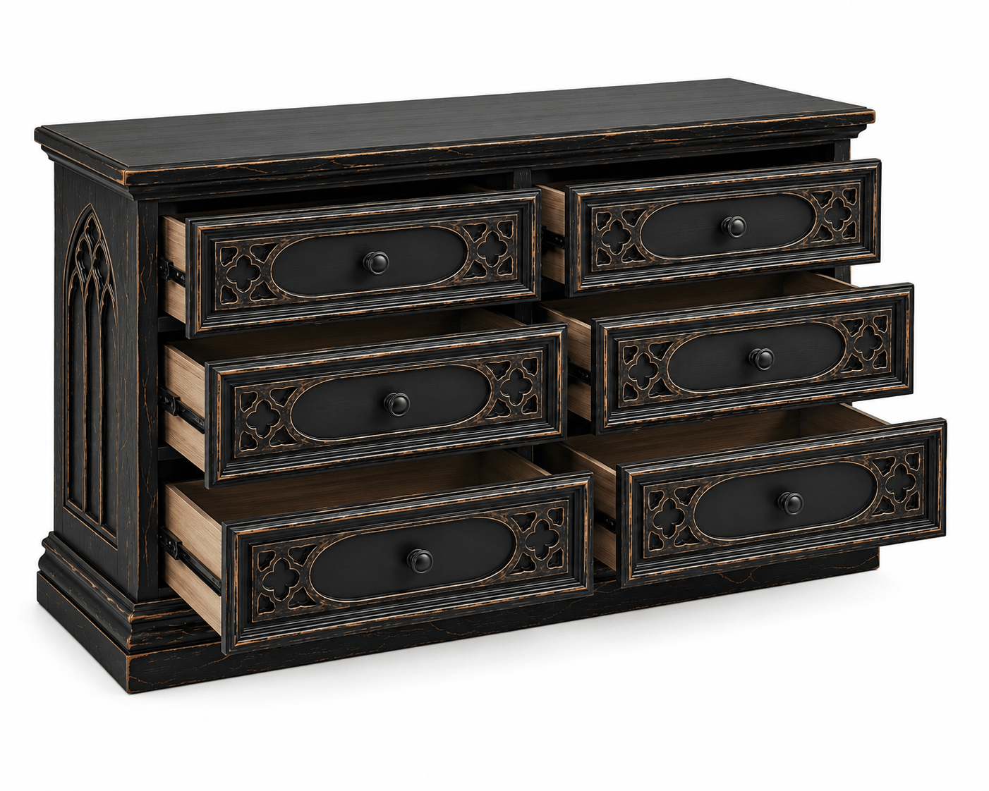 Cathedral Reverie™ Gothic Hand-Carved Solid Wood Dresser – Hibashi Furniture