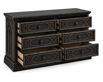 Cathedral Reverie™ Gothic Hand-Carved Solid Wood Dresser – handcrafted solid wood furniture