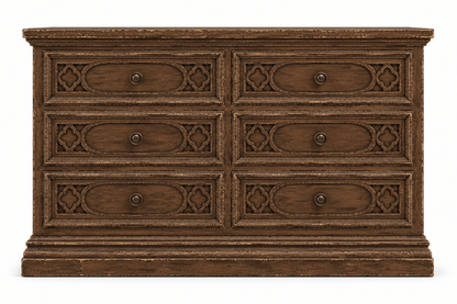 Cathedral Reverie™ Gothic Hand-Carved Solid Wood Dresser – handcrafted solid wood furniture