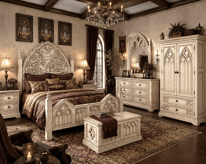 Cathedral Reverie™ Gothic Hand-Carved Solid Wood Dresser – handcrafted solid wood furniture