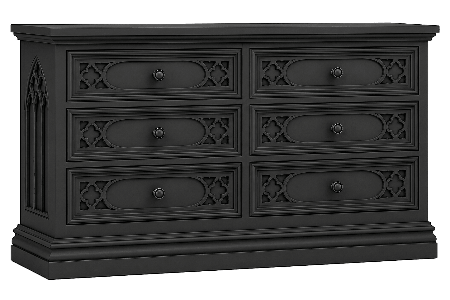 Cathedral Reverie™ Gothic Hand-Carved Solid Wood Dresser – handcrafted solid wood furniture