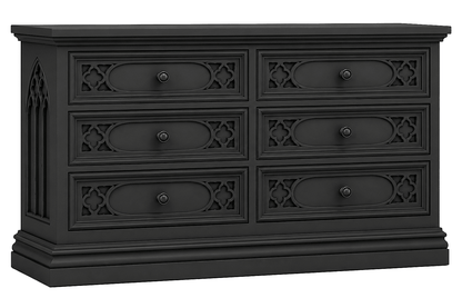 Cathedral Reverie™ Gothic Hand-Carved Solid Wood Dresser – handcrafted solid wood furniture