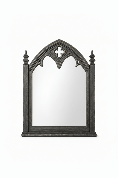Cathedral Reverie™ Gothic Hand-Carved Solid Wood Mirror Frame – handcrafted solid wood furniture