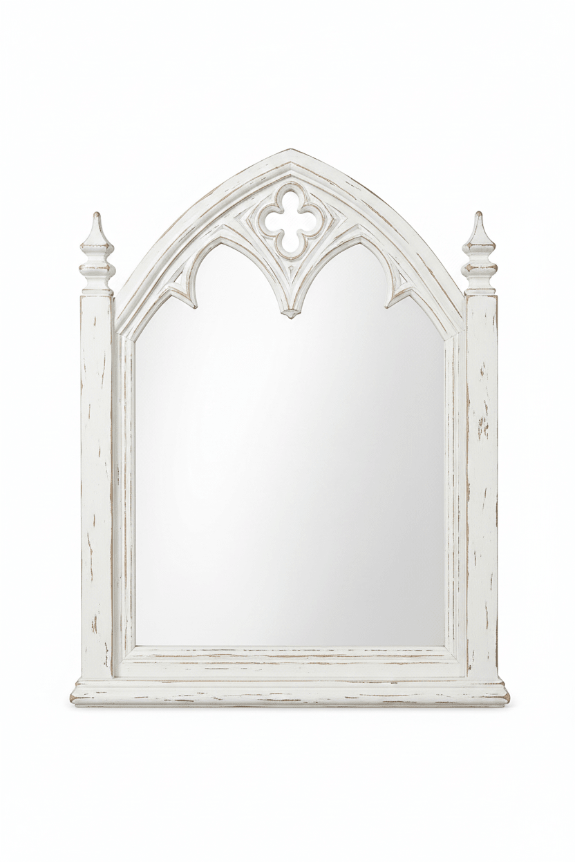Cathedral Reverie™ Gothic Hand-Carved Solid Wood Mirror Frame – handcrafted solid wood furniture