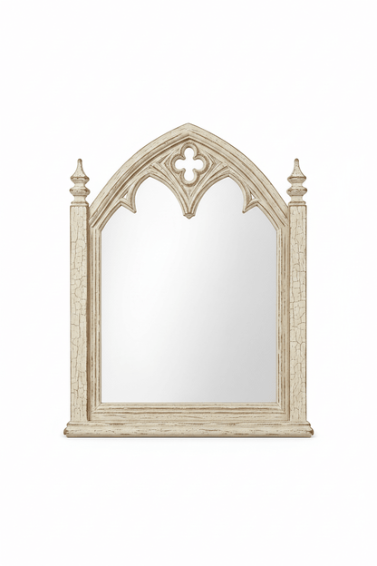 Cathedral Reverie™ Gothic Hand-Carved Solid Wood Mirror Frame – handcrafted solid wood furniture